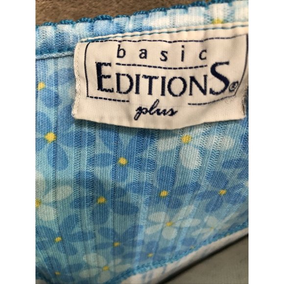 1X Plus Blue Floral Top Blouse Short Sleeve Basic Additions #391 - Picture 5 of 5